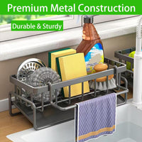 Kitchen Sink Sponge Draining Rack, Self-Draining Kitchen Sink Organizer, Sink Rack, Can Hold Dish Brushes, Rags, Soap, Scrubbing a Ccessories, Baskets and Containers for Kitchen Storage,