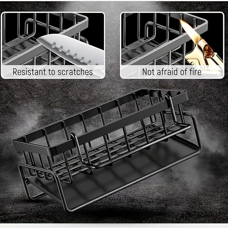 Kitchen Sink Sponge Draining Rack, Self-Draining Kitchen Sink Organizer, Sink Rack, Can Hold Dish Brushes, Rags, Soap, Scrubbing a Ccessories, Baskets and Containers for Kitchen Storage,
